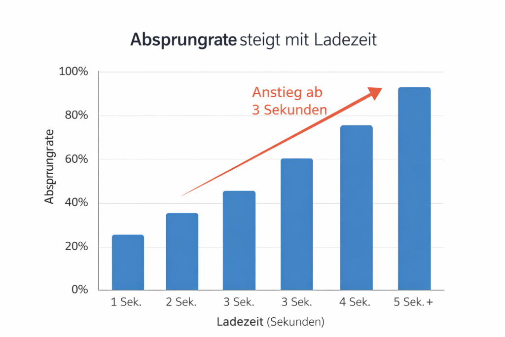 Zusammenhang zwischen Ladezeit und Absprungrate bei Websites von einer bis fünf Sekunden Ladezeit